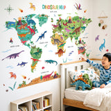 Dinosaur World Map Wall Stickers