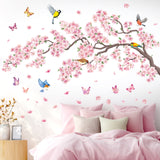 Pink flowers and Bird Wall Stickers