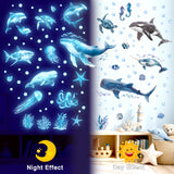 DECOWALL Glow in the Dark Whale & Shark Wall Stickers (GDS4-7003)