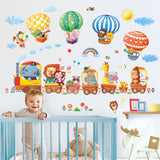 Animal Train & Hot Air Balloons Nursery Wall Stickers