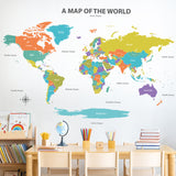 Colourful World Map Wall Stickers