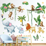 Marching Jungle Animals Wall Stickers