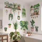 DECOWALL Green Pot Plants Leaves Wall Decals (SG2-2411)
