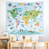 Animal World Map Tapestry
