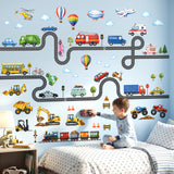 DECOWALL Cars Roads Transport Vehicles Kids Bedroom Wall Stickers (SG3-2613)