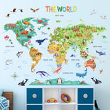 Animal World Map Wall Stickers