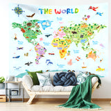 Animal World Map Tapestry