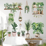 DECOWALL Green Pot Plants Leaves Wall Decals (SG2-2411)