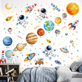 DECOWALL Solar System Planets Astronaut Rocket Kids Wall Stickers (SG3-2612)