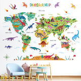 Dinosaur World Map Wall Stickers