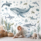 DECOWALL Watercolour Ocean Animals Wall Stickers (SG3-2608)