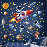 DECOWALL Space Wall Stickers – Astronaut, Rocket, Solar System Planets & Stars (SG4-2605)