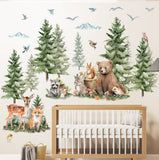 Pine trees and Forest animals Wall Stickers