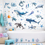 DECOWALL Glow in the Dark Whale & Shark Wall Stickers (GDS4-7003)