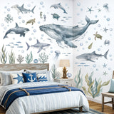 DECOWALL Watercolour Ocean Animals Wall Stickers (SG3-2608)