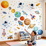 DECOWALL Solar System Planets Astronaut Rocket Kids Wall Stickers (SG3-2612)