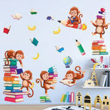 Monkey Reading Books Wall Stickers