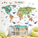 Animal World Map Wall Stickers