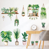DECOWALL Green Pot Plants Leaves Wall Decals (SG2-2411)