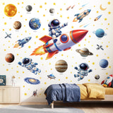 DECOWALL Space Wall Stickers – Astronaut, Rocket, Solar System Planets & Stars (SG4-2605)