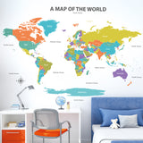 Colourful World Map Wall Stickers