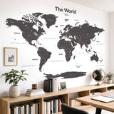Modern Grey World Map Wall Stickers (Xlarge)