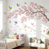 Pink flowers and Bird Wall Stickers