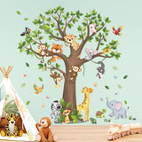Large Tree Jungle Animals Wall Stickers
