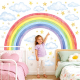 DECOWALL X-Large Watercolour Rainbow Clouds Stars Wall Art Stickers (FH4-2611)