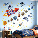 DECOWALL Space Wall Stickers – Astronaut, Rocket, Solar System Planets & Stars (SG4-2605)