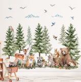 Pine trees and Forest animals Wall Stickers