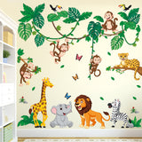 Jungle Animal Cartoon Wall Stickers