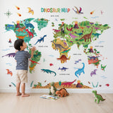 Dinosaur World Map Wall Stickers