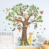 Large Tree Jungle Animals Wall Stickers