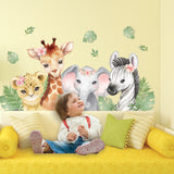 Watercolour Jungle Animals Wall Stickers