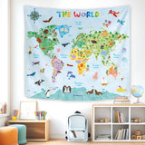 Animal World Map Tapestry