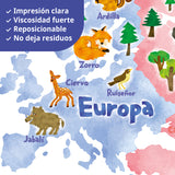 Spanish Animal World Map Wall Stickers