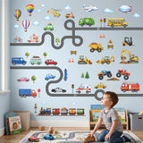 DECOWALL Cars Roads Transport Vehicles Kids Bedroom Wall Stickers (SG3-2613)