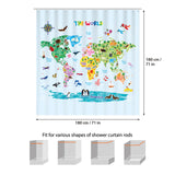 Animal World Map, Kids Shower Curtain set