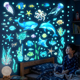 DECOWALL Glow-in-the-Dark Underwater Sea Animals Wall Stickers(GDS4-8097)