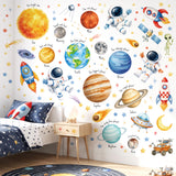 DECOWALL Solar System Planets Astronaut Rocket Kids Wall Stickers (SG3-2612)