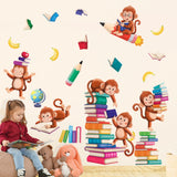 Monkey Reading Books Wall Stickers