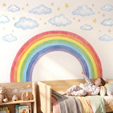 DECOWALL X-Large Watercolour Rainbow Clouds Stars Wall Art Stickers (FH4-2611)