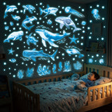 DECOWALL Glow in the Dark Whale & Shark Wall Stickers (GDS4-7003)