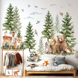 Pine trees and Forest animals Wall Stickers