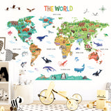 Animal World Map Wall Stickers