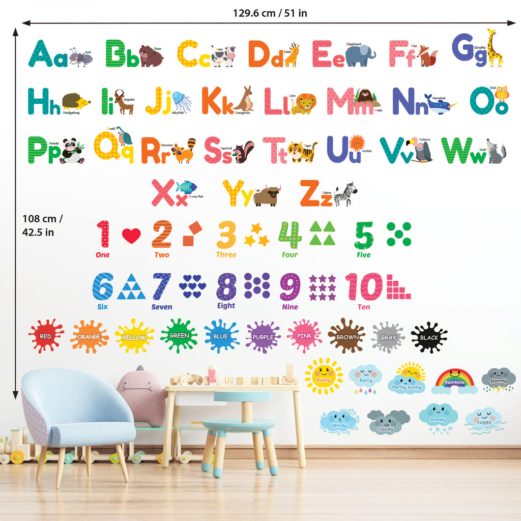 Uk Numbers Colours Alphabet Numbers Colours Weather Wall Stickers – DECOWALL
