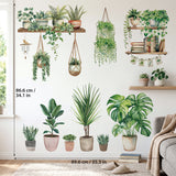 DECOWALL Green Pot Plants Leaves Wall Decals (SG2-2411)