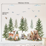 Pine trees and Forest animals Wall Stickers