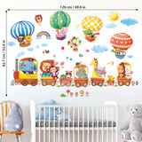 Animal Train & Hot Air Balloons Nursery Wall Stickers